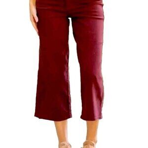 Judy Blue JB88752 Oxblood High Waist Tummy Control Wide Crop Jeans Size 3/26